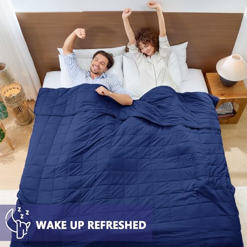 Image of yescool King Size Weighted Blanket for Adults (20 lbs, 80 inch x 87 inch, Blue) Cooling Heavy Blanket for Sleeping Perfect for 190-210 lbs, Breathable Blanket for Adults & Couple All Season, Machine Washable