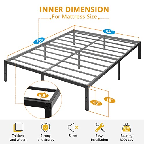 Tatago 18 Inch Heavy Duty Full Bed Frame, 3500 Lbs Strong Support Metal Platform, Sturdy Steel Mattress Foundation With Storage, No Box Spring Needed, Easy Assembly, Noise-Free And Non-Slip #TOP1