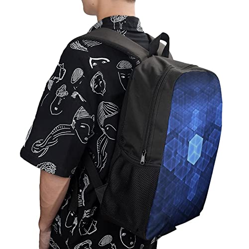 Sac à dos imprimé en 3D Cube unisexe de 17 pouces avec structure renforcée - 4