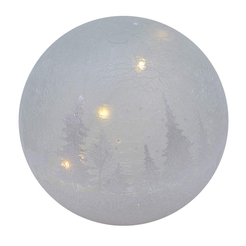 Mark Feldstein Frosted LED Wonderland Winter White 6 x 6 Crackle Glass Holiday Snow Globe