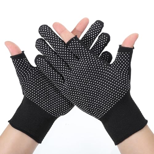 2 Pair Black Fingerless Gloves for Women