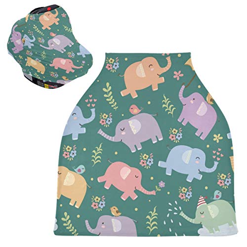 かわいいカワイイ象ベビーカーシートカバーキャノピー伸縮性看護カバー幼児用母乳の男の子の女の子のための通気性防風冬のスカーフ