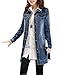 Produktbild Damen Jeansjacke Lang Schöne Coat Jacke Denim Winterjacke mit Kapuze Oberteile Mantel Denim Blau XL