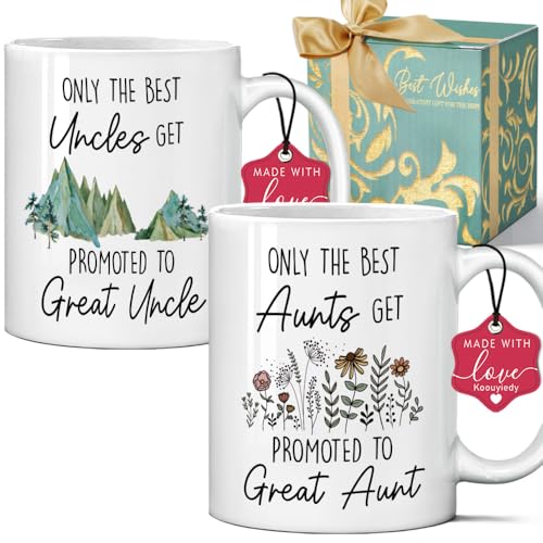 Koouyiedy Aunt & Uncle Mugs Set Gift, Funny Gifts for Aunties & Uncles from Niece Nephew, Best...