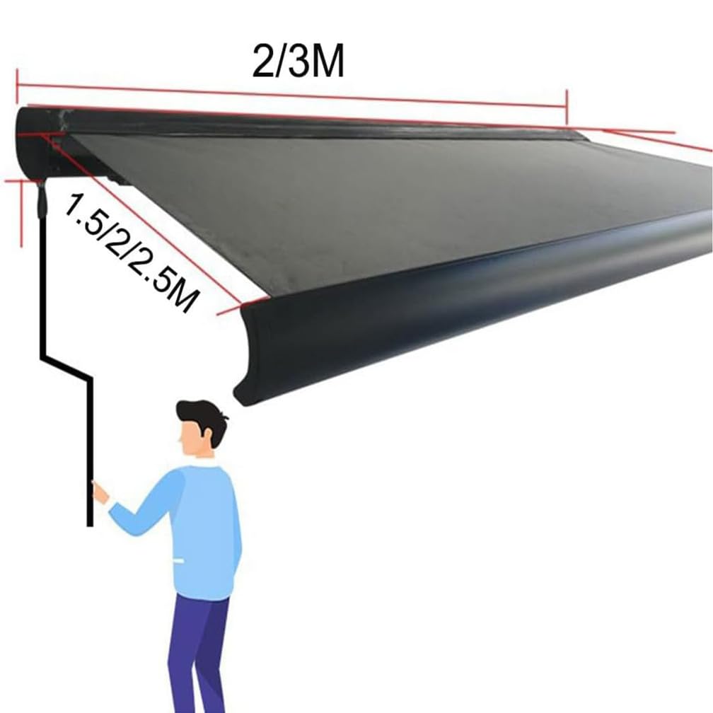 Tenda elettrica retrattile per patio, con telecomando e luce LED, resistente ai raggi UV e all'acqua, con telaio in alluminio, per interni ed esterni