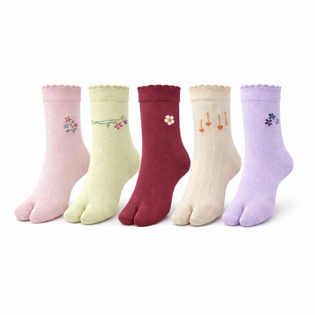 kshunyx Women's Thumb Socks | Soft Cotton Ankle Length Socks for Women | Free Size | Multicolor Floral Design Pack Of 5-picture-16