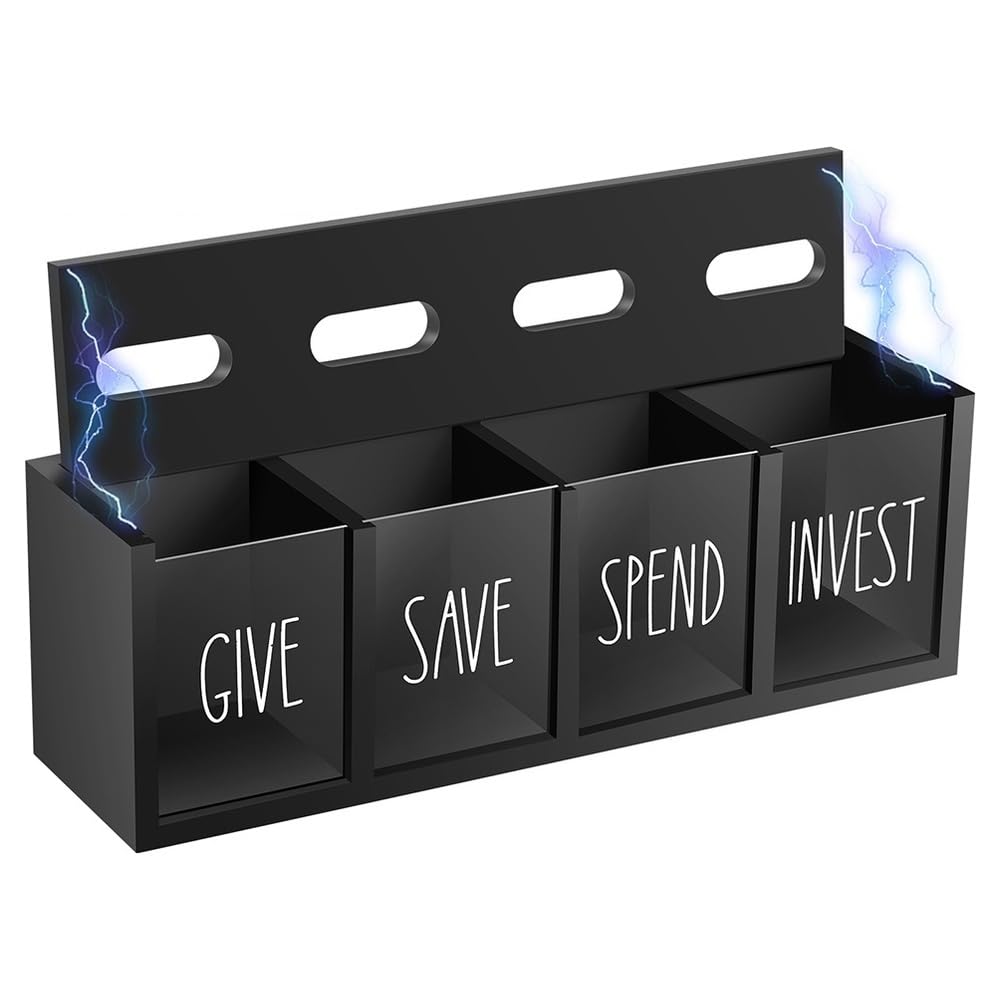 Aundhegrtt 4-Compartment Transparent Wooden Piggy Bank with Removable Compartments: the Excellent Gift for Children
