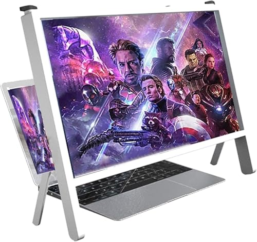 Lupa de pantalla para computadora portátil y móvil blanca con soporte plegable 2