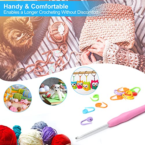 Image of Vodiye Professional Extra Long 3mm Crochet Hooks Set, Ergonomic Handle Crochet Needles for Beginners and Experienced Lovers