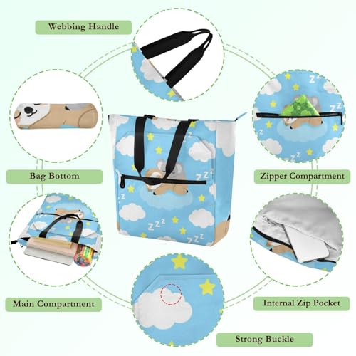 Bolsa de mano de perezoso para dormir con compartimentos para organizar libros y material 5