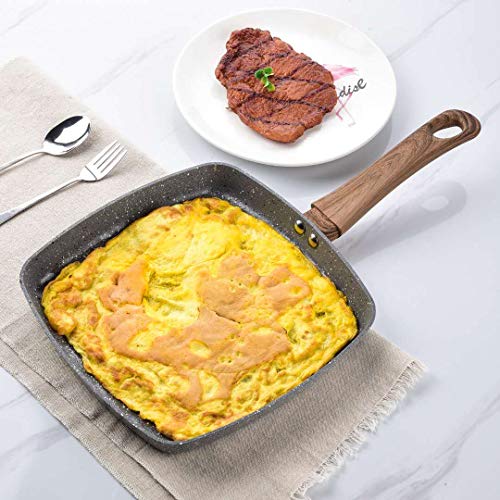 Caannasweis Grey Griddle Pan, Flat Grill Pan for Stove Tops Nonstick,Stone Pan Square Griddle Pan Induction Compatible (9.5 Inch) - Thumbnail 5