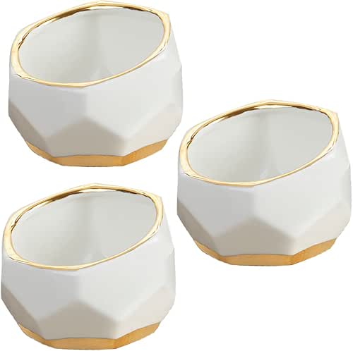 Kate Aspen Geometric Ceramic Planters, Mini Decorative Bowls (Set of