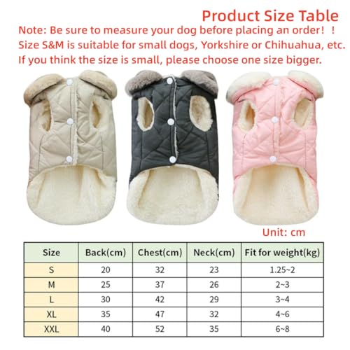 Hundemantel Winter - Wasserdichter Warmer Winterjacke für Hunde und Katzen - Weicher Fleece Weste für Kleine Haustiere (XL, Beige)