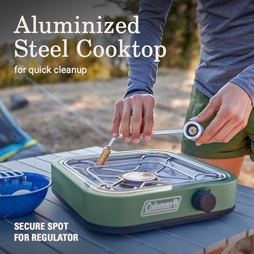 Image of Coleman Cascade 18 1-Burner Camping Stove, Portable Cooktop with 8000 BTUs & Matchless Lighting, Fits 12-Inch Pan, Great for Outdoor Cooking, Camping, Tailgating, Grilling, BBQs, & More (Pack of 3)