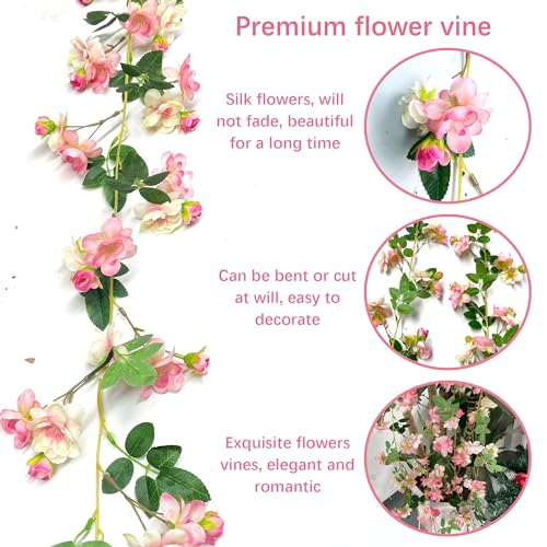 duoyif Gardenia Fake Flowers Spring Summer Flower Garland Fake Ivy Flowers Garland Artificial Gardenia Flowers for Weddings Arch Parties Gardens Room Deco 1.8 m 2 Pieces (Light Pink) - Image 4