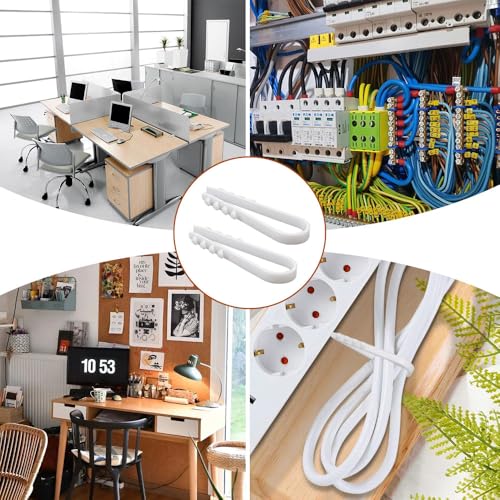 100 Stück Steckschlaufe Schlaufendübel,3-13 mm Dübel-Klemme für Rundkabel,Nicht-magnetisch Steckschlaufe Stecklaschen, Feuerfest und Flammhemmend, Glatte Oberfläche, Hochwertiges Nylon(weiß)