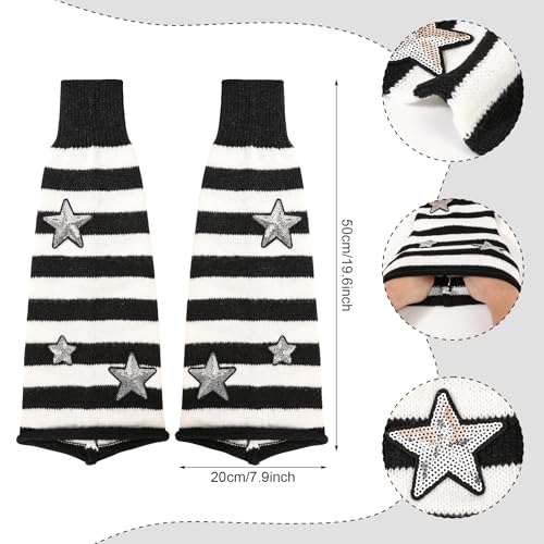 Image of XEPST Leg Warmers Harajuku Leg Warmers Kawaii Leg Warmers for Women Girls, Striped Style