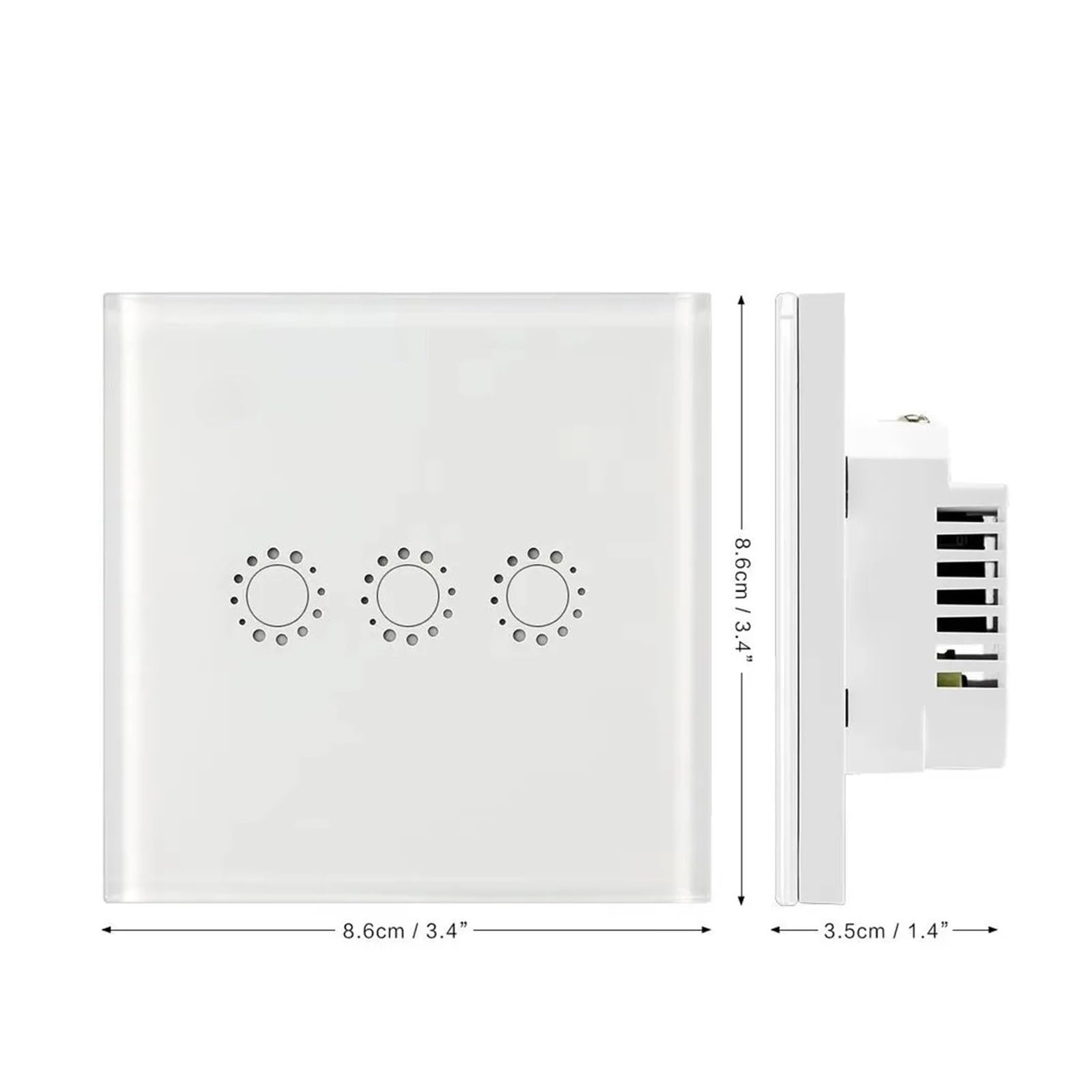 Interruptores de pared con panel táctil de cristal y mando a distancia for el hogar 1/2/3G(White,3-Gang,Tuya App)