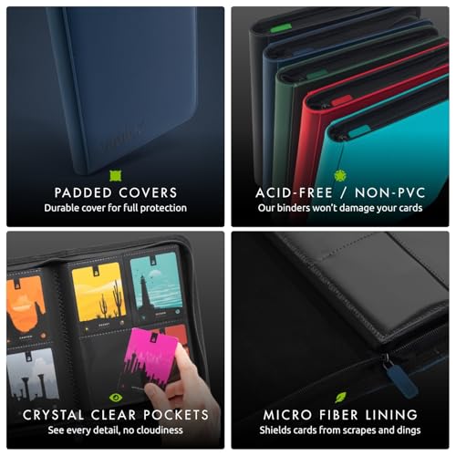 Image of Vault X 4 Pocket Zip Binder, 160 Cards, Exo-Tec Material, 20 Side-Loading Pages (Blue)