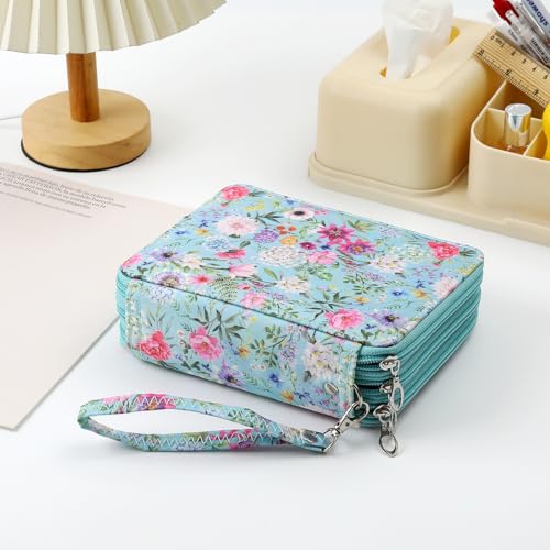 Image of Portable Colored 72 Slots Pencil case Organizer with Printing Pattern for Watercolor Pens, Pencil Case Organizer for Artist