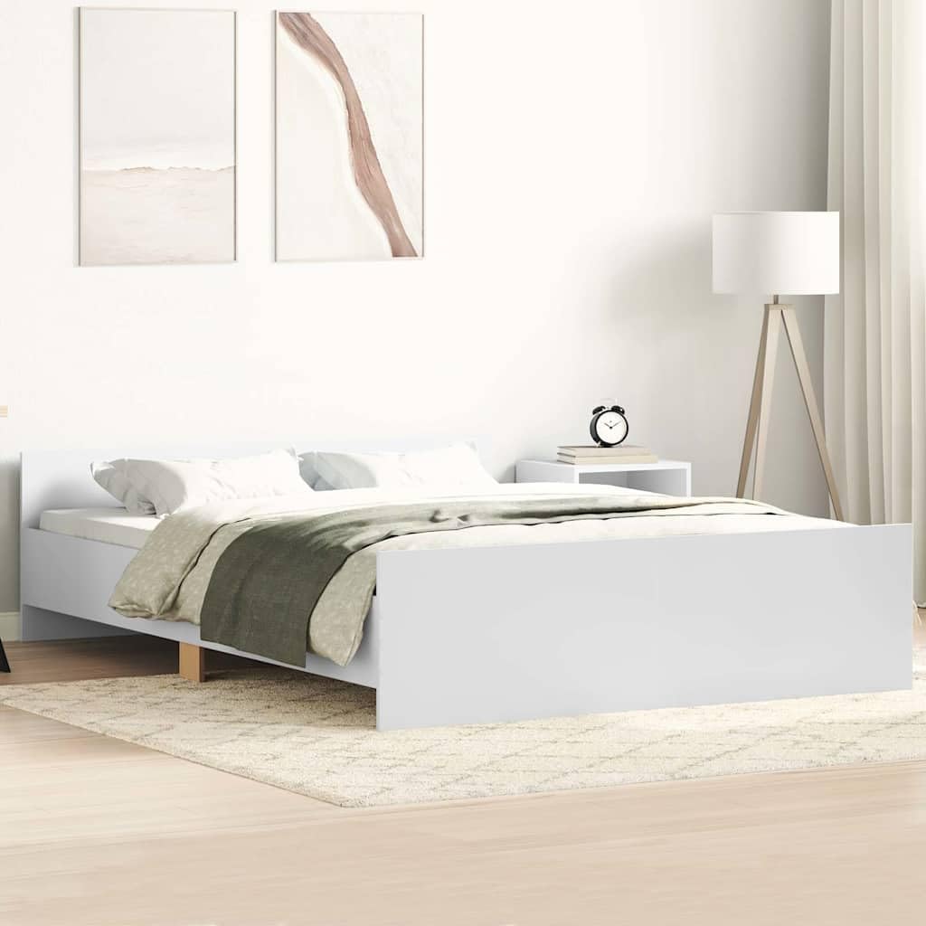 vidaXL Estructura de Cama con Cabecero Piecero, Armazón Marco de Cama, Somier de Invitados, Mueble para Dormitorio, Blanco 120x200 cm