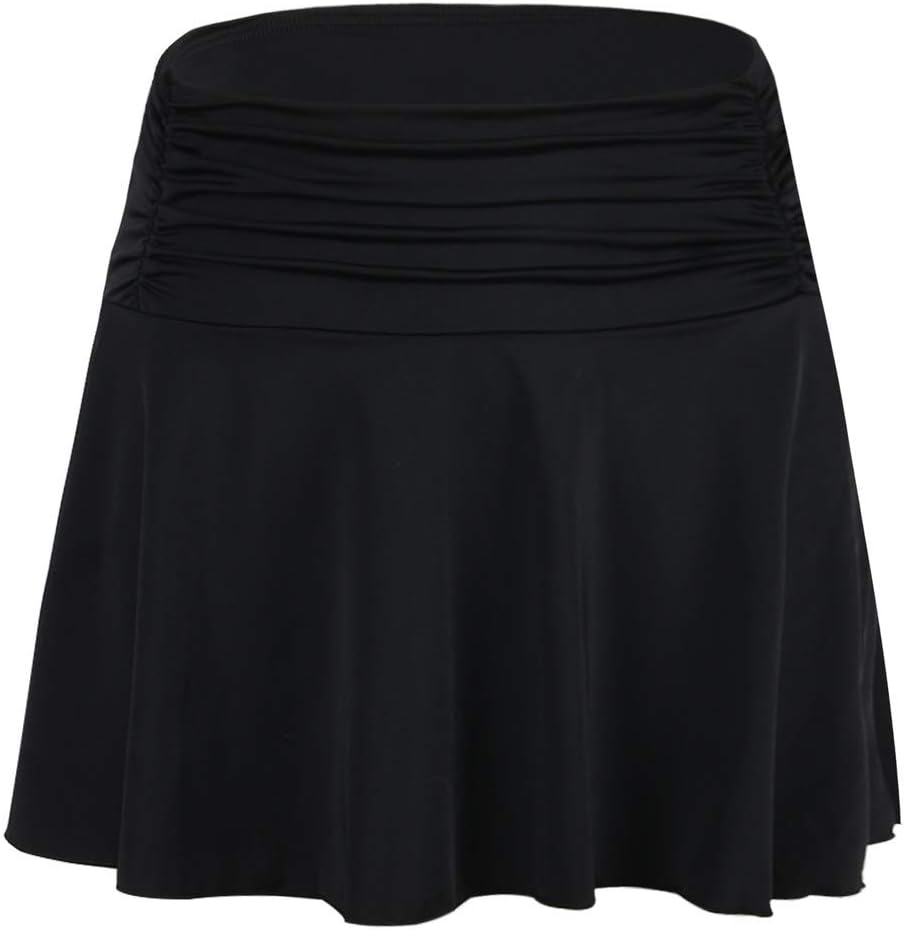 Women's High Waisted Shirred Bikini Bottom Skirt Tummy Control Swimwear