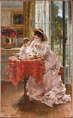 Tableau la mère satisfaite Stevens impression d'art premium sur toile de qualité galerie