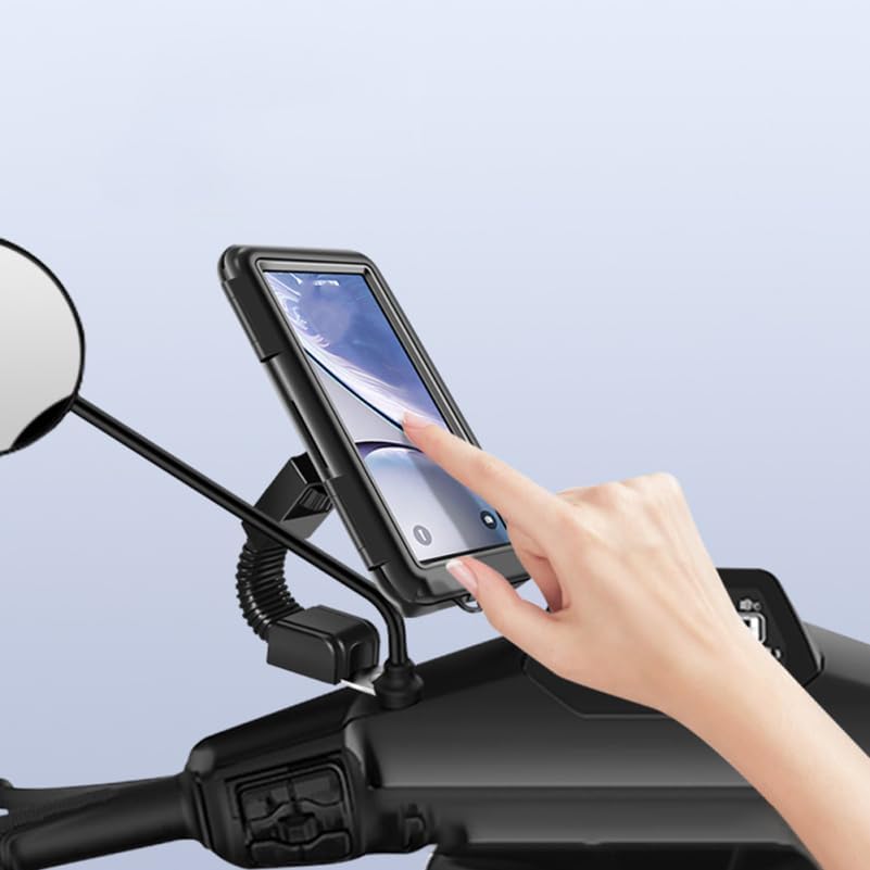 Hemobllo Waterproof Motorcycle Phone Holder Bike Phone Mount for Handlebar 360 Rotating Cell Stand with Sensitive Touch Screen Shake-Proof Bracket for All Smartphones Outdoor Riding