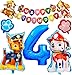 Paw Dog Patrol Balloons 4 ans Ballons de Pat' Patrouille Ballons de dessins animés, Paw Patrol Ballons Anniversaire Enfants Filles Jeu de Décoration Anniversaire Fournitures pour Fête Enfant