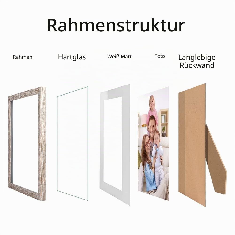 Giftgarden 10er Set Bilderrahmen für mehrere Größen Fotos mit Matte, mehrfarbig
