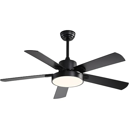 Ovlaim Bois Ventilateur De Plafond Avec Télécommande Avec LED Lumiere, 132CM, 6 Vitesses, 2 Sens De Rotation, Ultra-Silencieux Moteur CC, Gris
