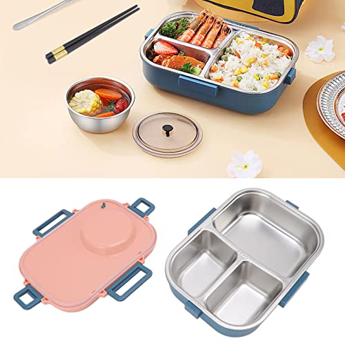 Thermal Lunch Containers, 4 Compartments Insulated Lunch Box Portable Bento Box with Spoon, Chopsticks and Soup Bowl for School Office Picnic (Pink) - Image 2