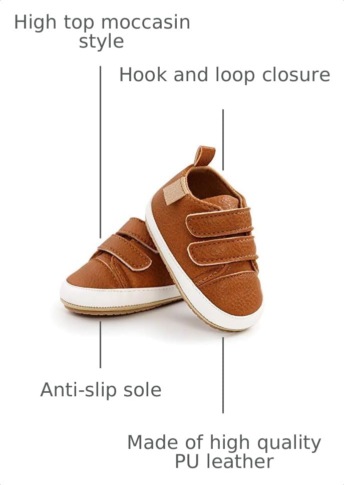Image of RVROVIC Baby Boys Girls Anti-Slip Sneakers Soft Ankle Boots Toddler First Walkers Newborn Crib Shoes