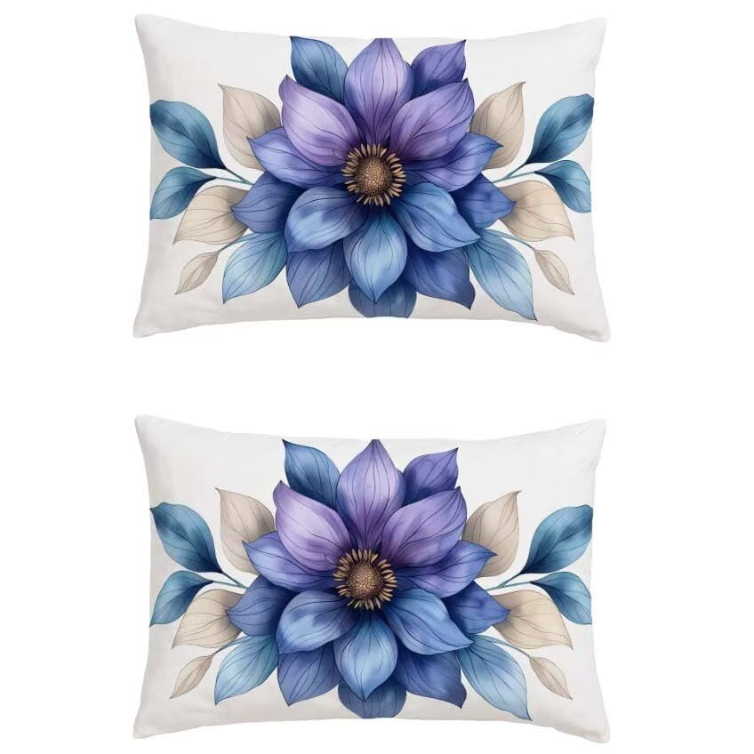 Taie oreiller double sided printing violet et bleu imperméable pour salon de jardin