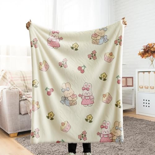 ふわとろ 毛布 毛布 セミダブル ベッドカバー 掛け布団 シングル うさぎとお花おやつ重い とろふわ blanket for all season 敷き布団カバー キャンプ 寒さ対策 軽い オールシーズン 静電防止 速乾