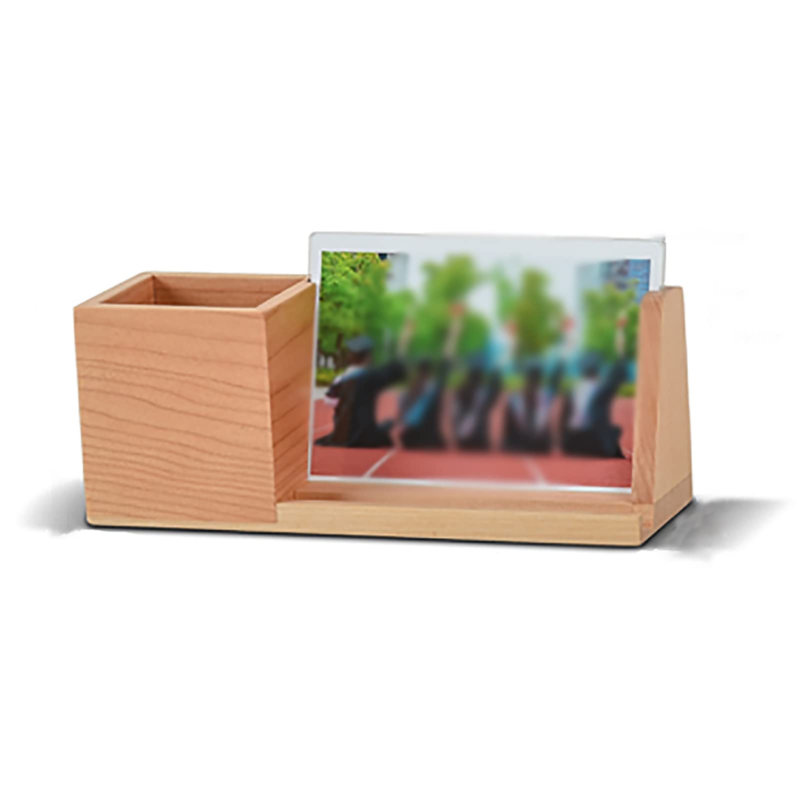 DUMRALBQE Wooden Pencil Pot Desktop Solid Wood Pen Holder Organizer Office for Home Office(Natural)
