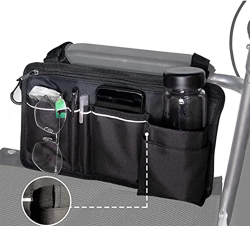 Accessoires pour fauteuil roulant, organiseur étanche pour fauteuil roulant à accrocher au dos avec ligne lumineuse noire organiseurs de rangement pour la maison/extérieur/voiture (côté violet) Cover