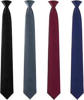 Bencailor 4 Pcs Men's Clip-on Ties Solid Color Men's Tie Pre Tied Clip on