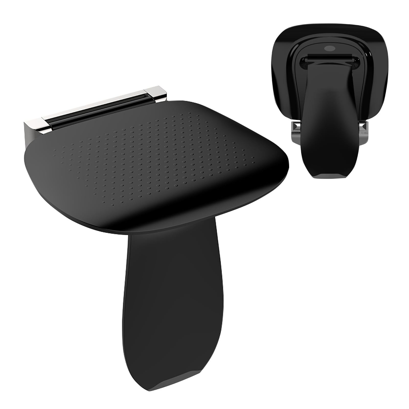 Heuffe Folding Shower Seat Wall Mounted with Support Leg - 200kg Capacity Anti-Slip Shower Stool for Elderly & Disabled Adults, Black