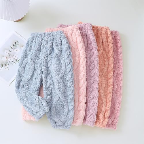 Teens Girls Fuzzy Plush Pants Elastic Solid Pant Kids High Waist Comfy Casual Sweatpants Winter Spring Warm Pants2