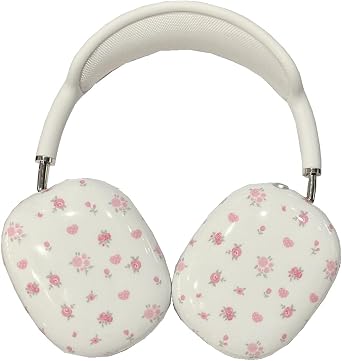 Headphones Cover for AirPods Max 2024/2020USB-C/Lightning,Pink Flower Shockproof Protective Earmuffs Case,Anti Scratch Headset Shell for Girls Boys