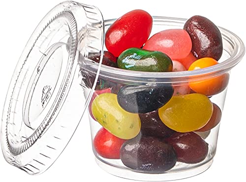 Crystalware Einweg-Portionierbecher aus Kunststoff mit Deckel, 100 Stück, transparent, 100 Stück Cover