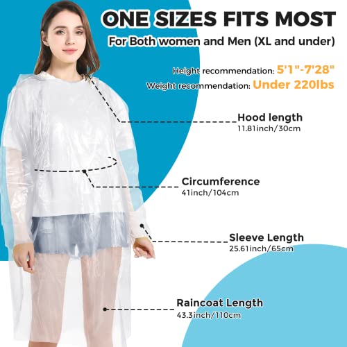 BFONS 5-6pcs Disopable Rain Ponchos for Adults,Ponchos Adults for Men and Women with Hood,Waterproof Rain Ponchos Raincoat4