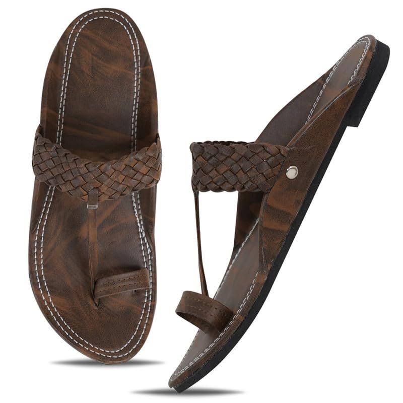 Image of DFR Ethnic Sandals For Boys Men, Comfortable Rajasthani Slippers