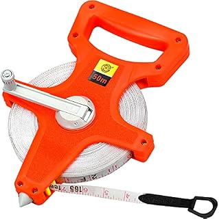 Winfred Fibreglass Surveyors Tape Frame Tape Measure Retractable Tape Measure Measuring Tool Dual Scale Metric/Imperial Tape Measure 50m/164ft