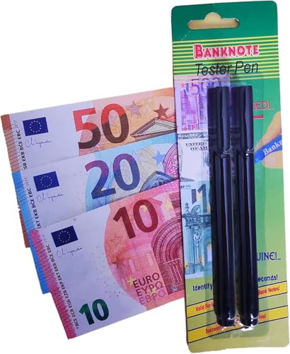 Générique LOT de 2 Stylos faux billets euros - Stylo détecteur de faux billets - Détection faux billets de banque - Marqueur de contrôle de monnaie