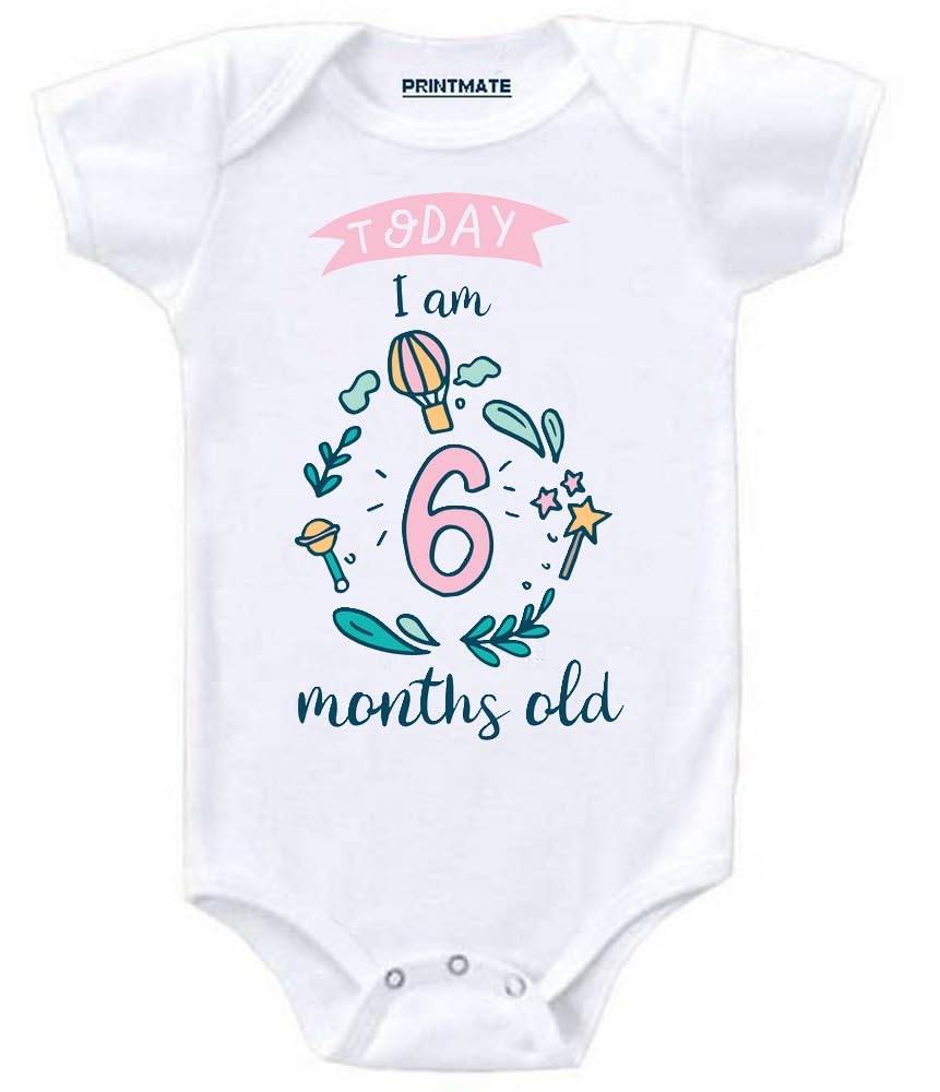 Printmate Today I'm One Month Old | 1st Month Birthday Unisex Baby Romper For New Born Baby (B140)