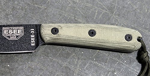 Esee 3Hm Fixed Blade Survival Knife With Black Powder Coated 1095 Steel Blade And Grey Micarta Handle, Leather Sheath #TOP7