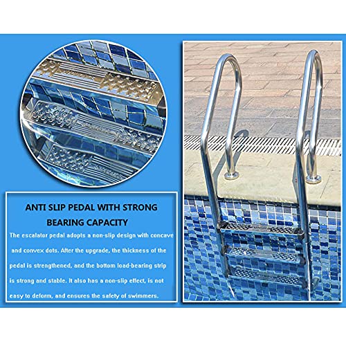 Escalera para piscina de acero inoxidable con 3 peldaños antideslizantes miniatura 3