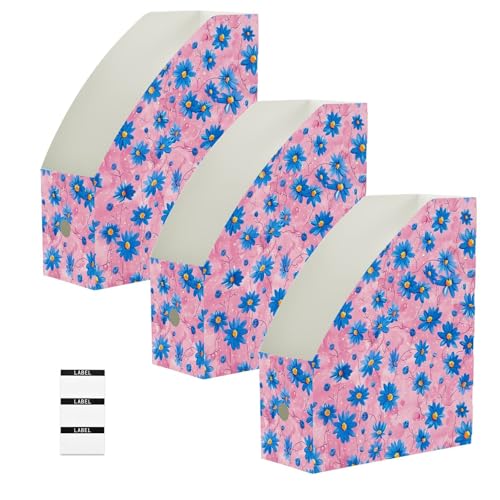 Classeurs pliables lot de 3 bureau tri de documents roses à marguerites